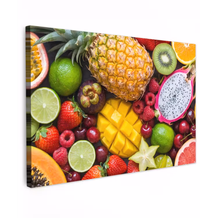 Fruit - Assortiment - Vers - Gezond - Kleurrijk Tuinposter op houten frame 2 cm dik klein -3d