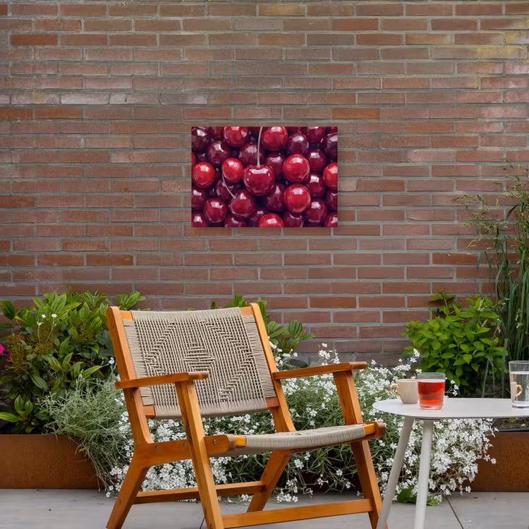 Fruit - Kersen - Eten - Modern - Rood Tuinposter op houten frame 2 cm dik klein -sfeer3