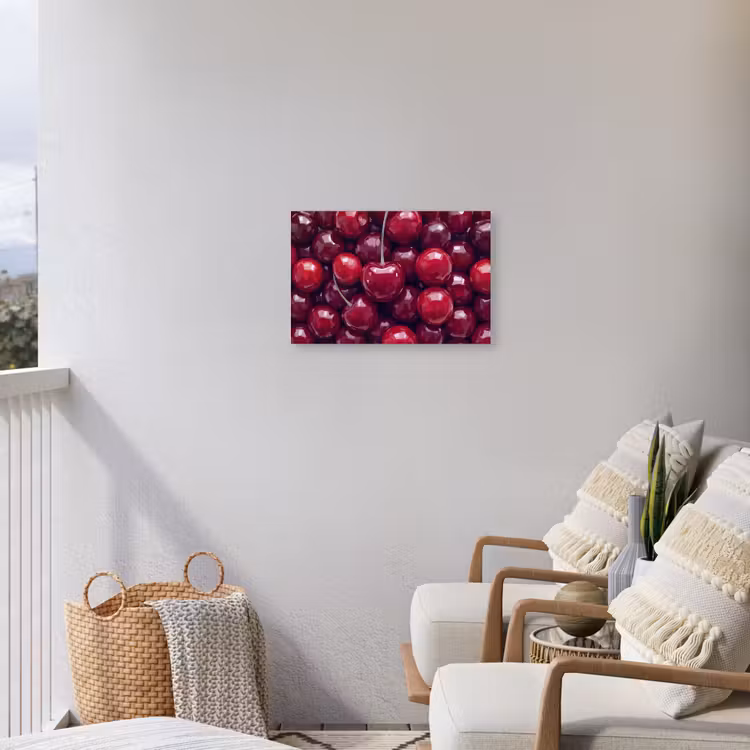 Fruit - Kersen - Eten - Modern - Rood Tuinposter op houten frame 2 cm dik klein -sfeer1