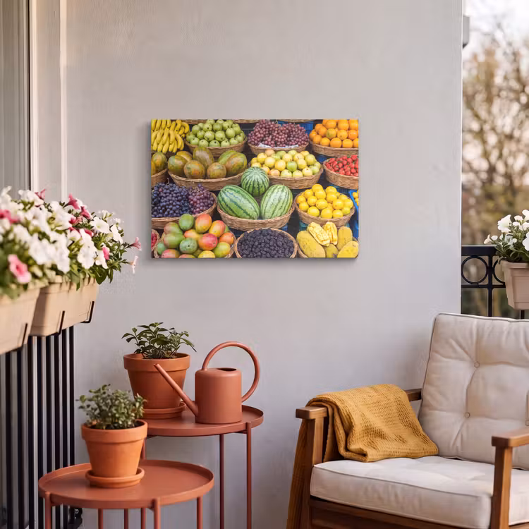 Buiten canvas - Fruit - Markt - Kleurrijk - Fruit - Markt - Kleurrijk Tuinposter op houten frame 2 cm dik klein