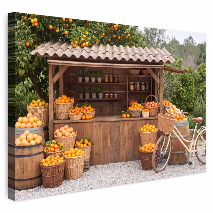 Buiten canvas - Fruit - Markt - Landelijk - Fruit - Markt - Landelijk Tuinposter op houten frame 2 cm dik klein