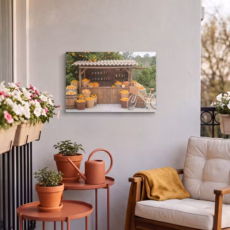 Buiten canvas - Fruit - Markt - Landelijk - Fruit - Markt - Landelijk Tuinposter op houten frame 2 cm dik klein