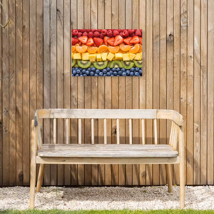 Fruit - Regenboog - Gezond - Kleurrijk Tuinposter op houten frame 2 cm dik klein -sfeer4
