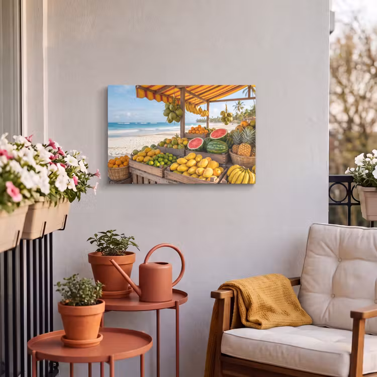 Buiten canvas - Fruit - Strand - Tropisch - Fruit - Strand - Tropisch Tuinposter op houten frame 2 cm dik klein