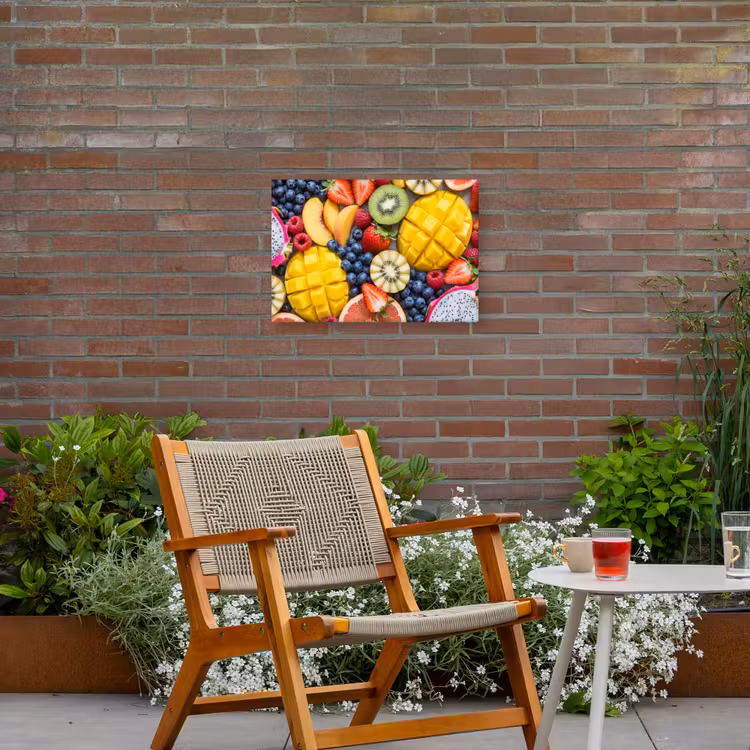 Fruit - Versneden - Kleurrijk - Eten - Gezond Tuinposter op houten frame 2 cm dik klein -sfeer3