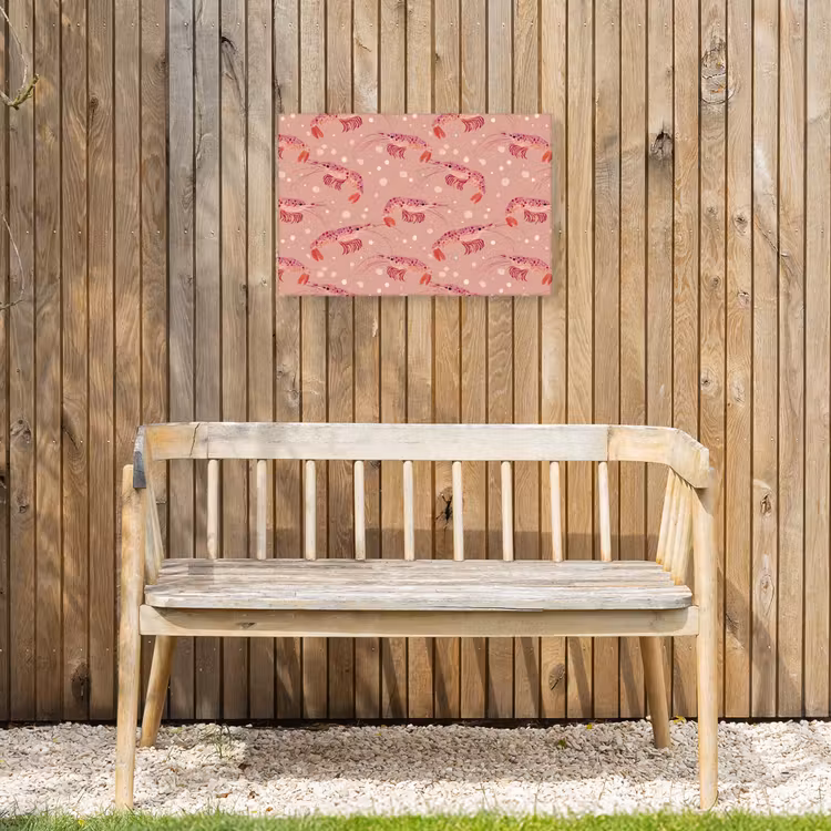 Garnalen - Stippen - Roze Tuinposter op houten frame 2 cm dik klein 845 -sfeer4