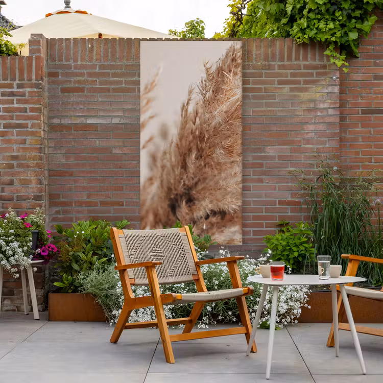 Gedroogd pampasgras dichtbij Tuinposter op houten frame 2 cm dik xxl -sfeer3