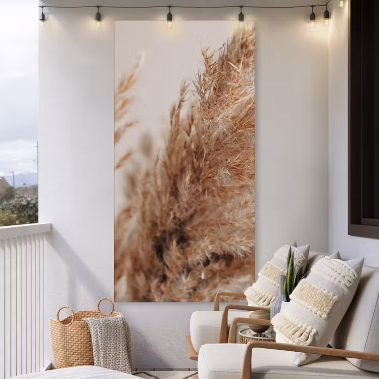 Gedroogd pampasgras dichtbij Tuinposter op houten frame 2 cm dik xxl -sfeer1