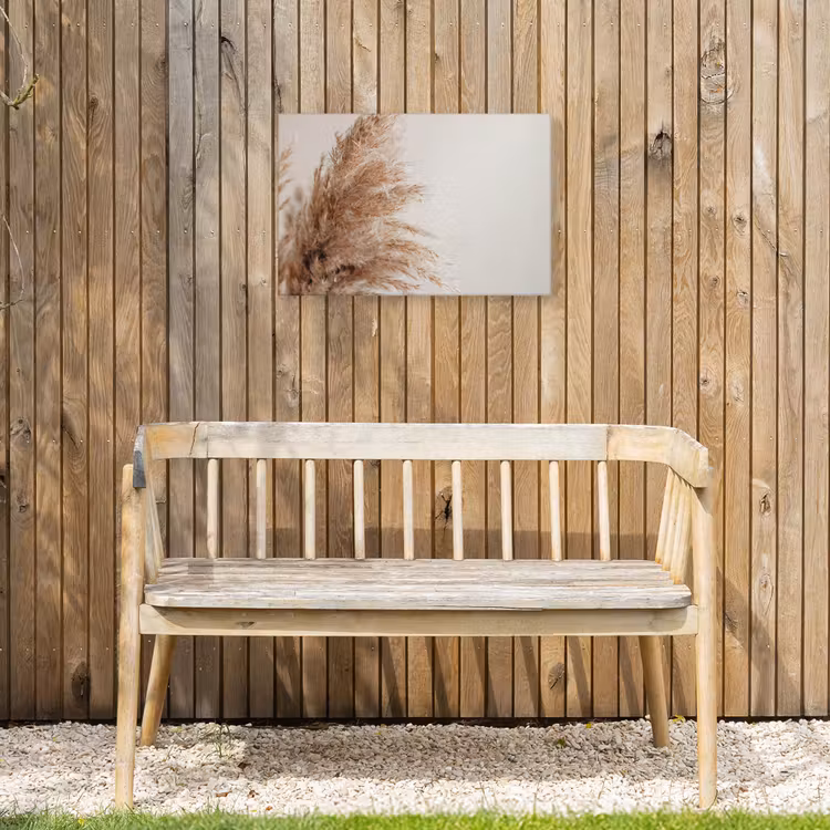 Gedroogd pampasgras tegen een neutrale achtergrond Tuinposter op houten frame 2 cm dik klein -sfeer4