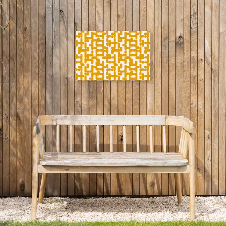 Geel - Beige - Patroon Tuinposter op houten frame 2 cm dik klein 845 -sfeer4