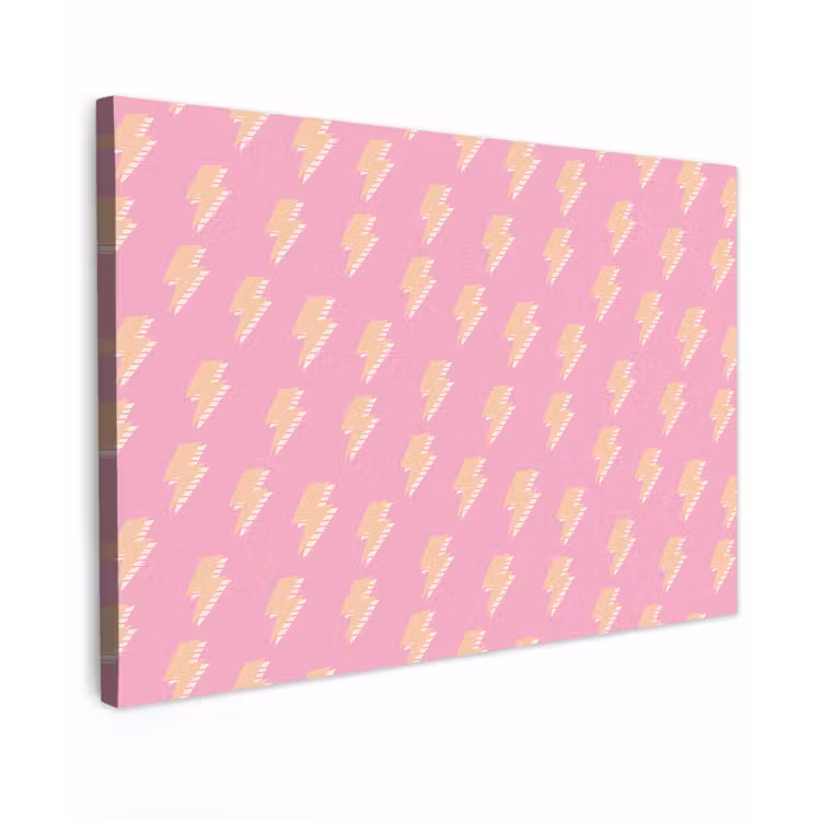 Geel - Bliksem - Roze Tuinposter op houten frame 2 cm dik klein 845 -3d