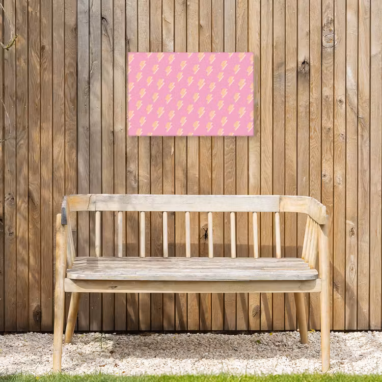 Geel - Bliksem - Roze Tuinposter op houten frame 2 cm dik klein 845 -sfeer4