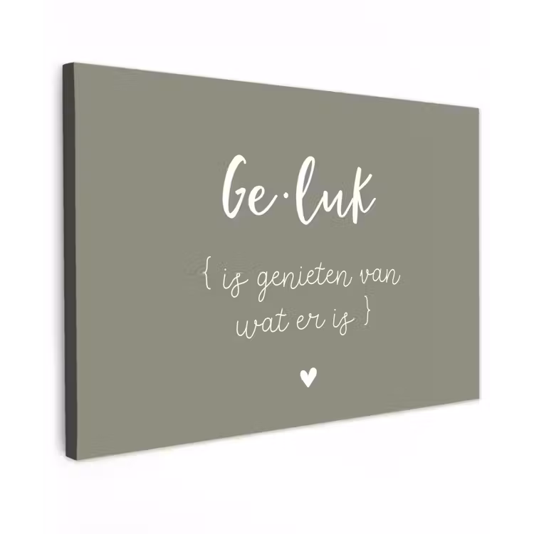 Geluk is genieten van wat er is - Quotes - Geluk definitie - Tekst - Woordenboek Tuinposter op houten frame 2 cm dik klein -3d