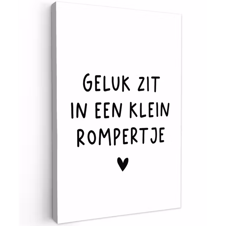 Geluk zit in een klein rompertje - Quotes - Spreuken Tuinposter op houten frame 2 cm dik klein -3d