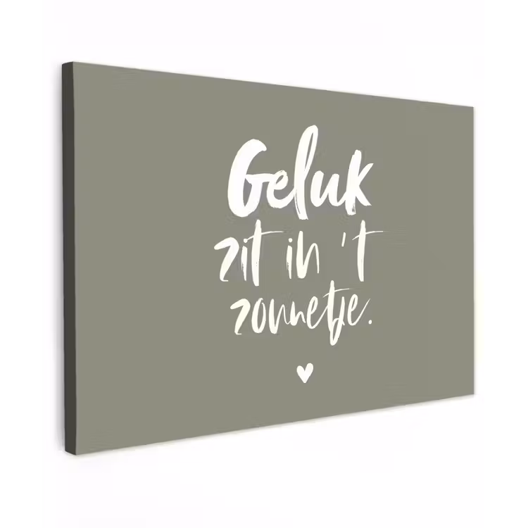 Geluk zit in 't zonnetje - Tekst - Geluk - Quotes - Zon Tuinposter op houten frame 2 cm dik klein -3d