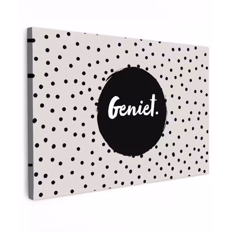 Geniet - Quotes - Tekst - Stippen Tuinposter op houten frame 2 cm dik klein -3d