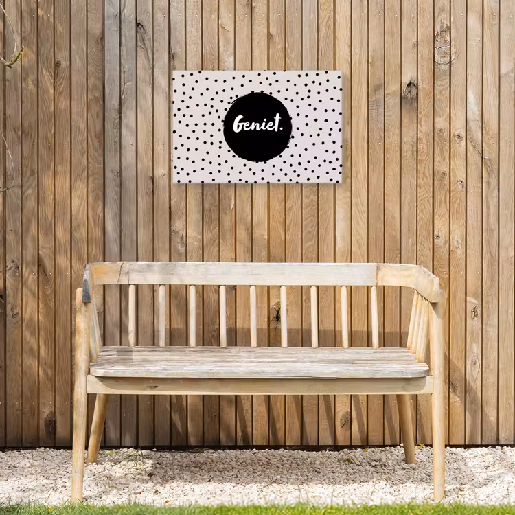 Geniet - Quotes - Tekst - Stippen Tuinposter op houten frame 2 cm dik klein -sfeer4