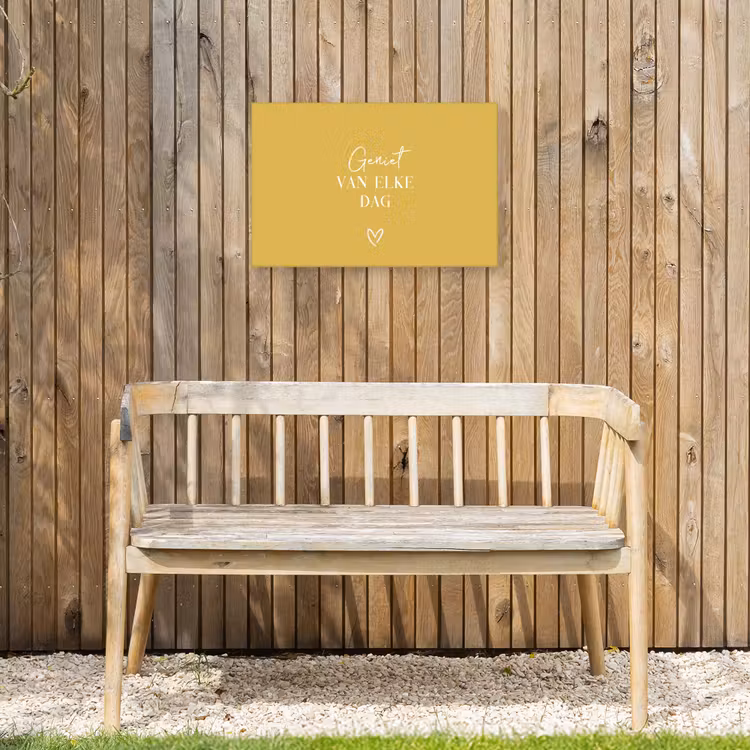 Geniet van elke dag Tuinposter op houten frame 2 cm dik klein -sfeer4