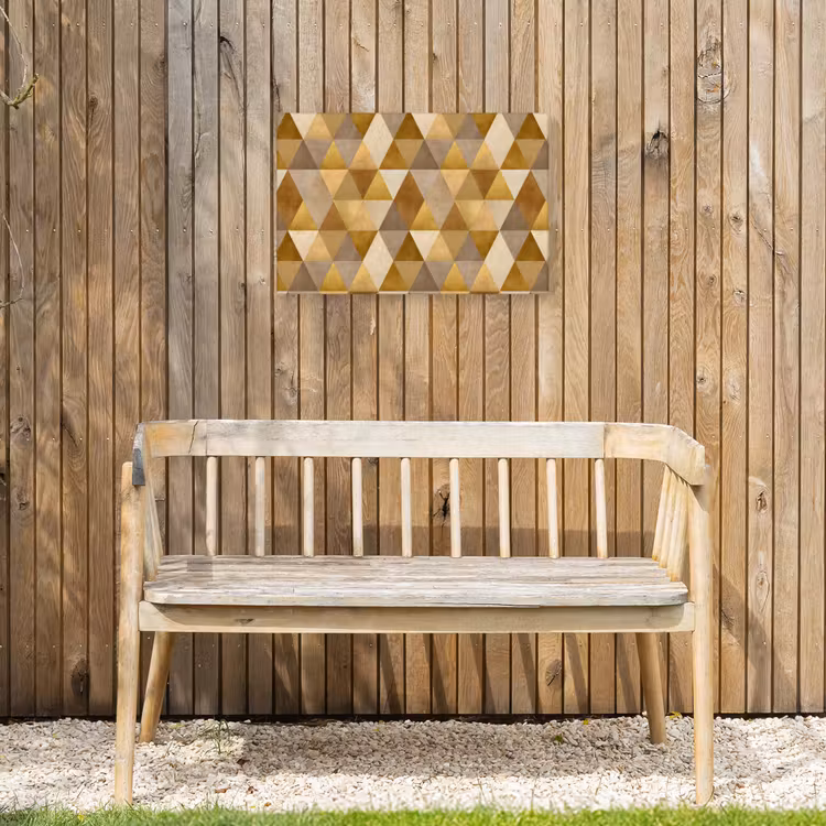 Geometrisch - Driehoek - Goud Tuinposter op houten frame 2 cm dik klein 845 -sfeer4