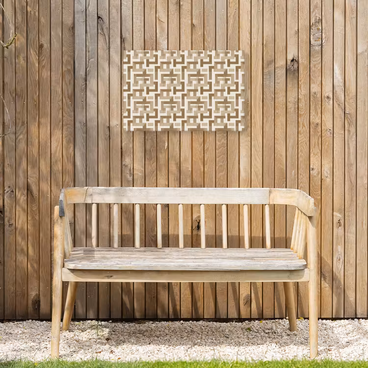 Geometrisch - Retro - Bruin Tuinposter op houten frame 2 cm dik klein 845 -sfeer4