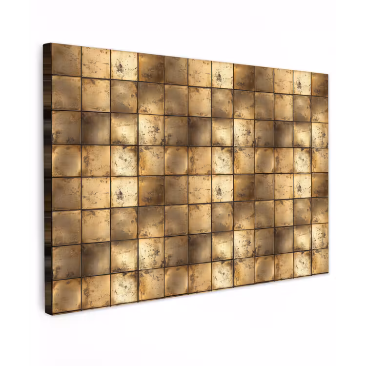 Geometrisch - Tegels - Goud Tuinposter op houten frame 2 cm dik klein 845 -3d