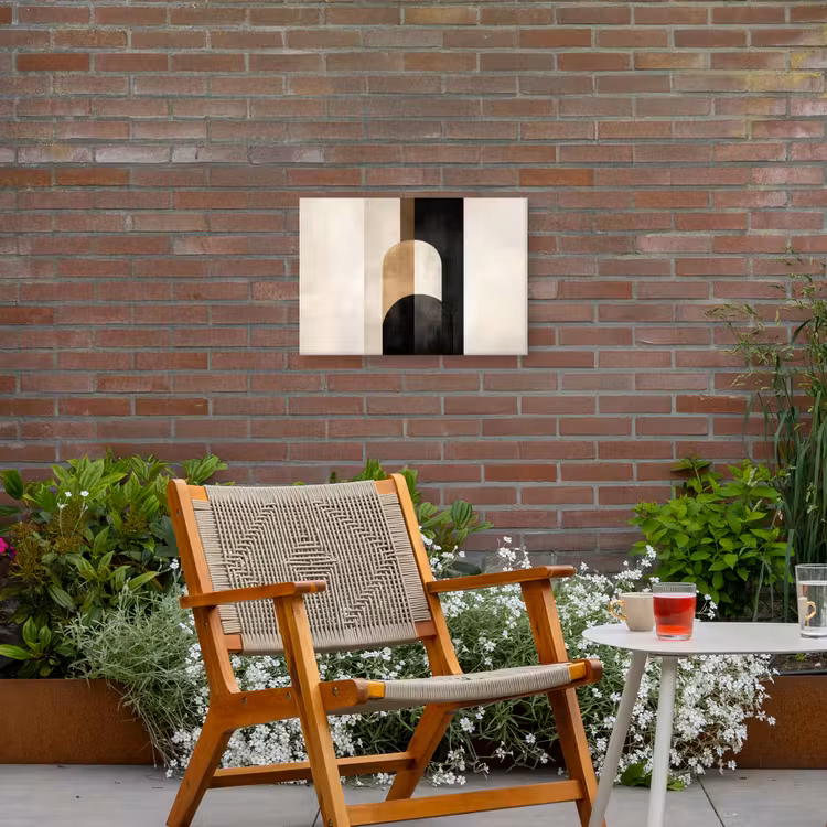 Geometrische - Vormen - Wit Tuinposter op houten frame 2 cm dik klein -sfeer3