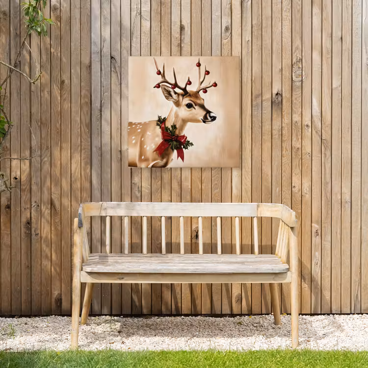 Gewei - Kerst - Rendier - Rood Tuinposter op houten frame 2 cm dik middel -sfeer4