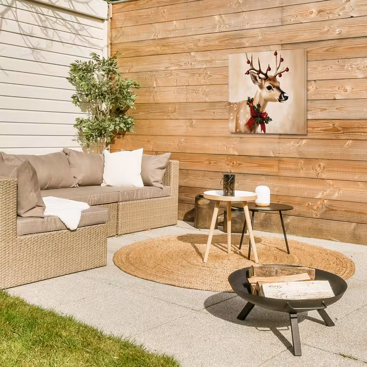 Gewei - Kerst - Rendier - Rood Tuinposter op houten frame 2 cm dik middel -sfeer2