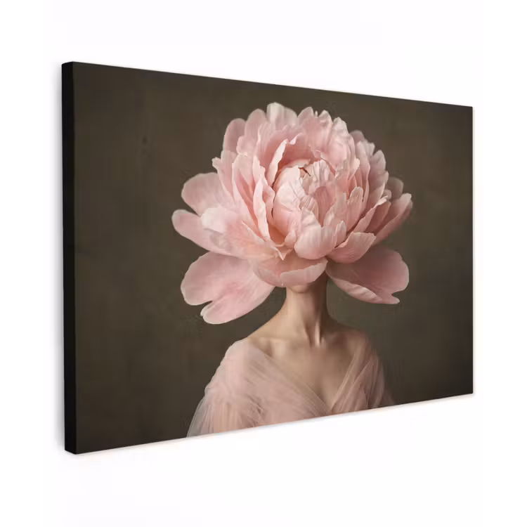 Gezicht - Roos - Roze Tuinposter op houten frame 2 cm dik klein -3d