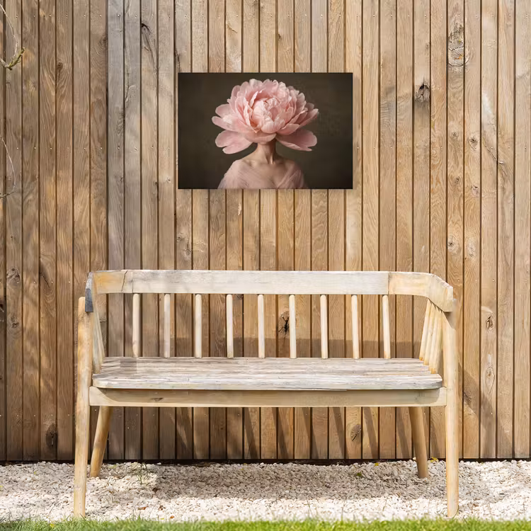 Gezicht - Roos - Roze Tuinposter op houten frame 2 cm dik klein -sfeer4