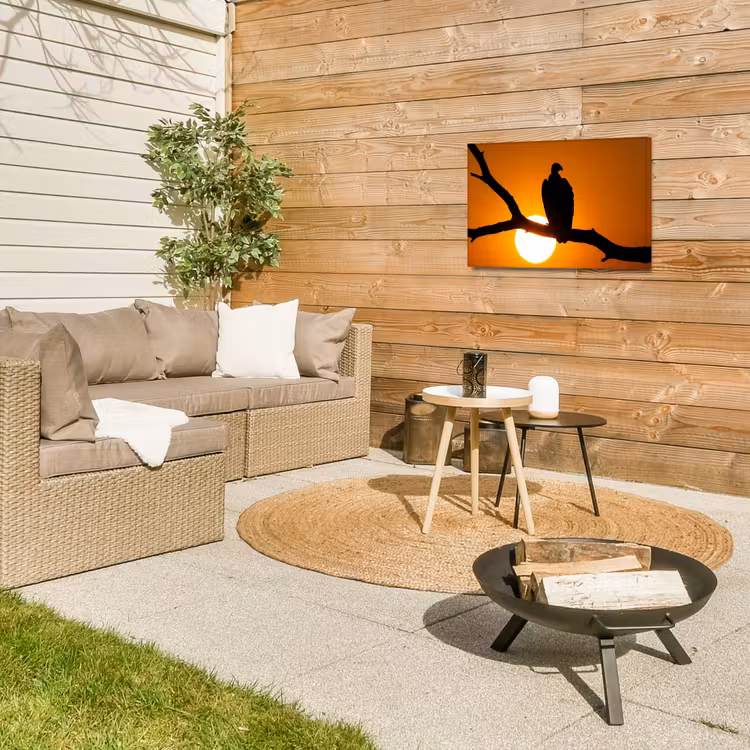 Gier - Tak - Zon - Oranje Tuinposter op houten frame 2 cm dik klein -sfeer2