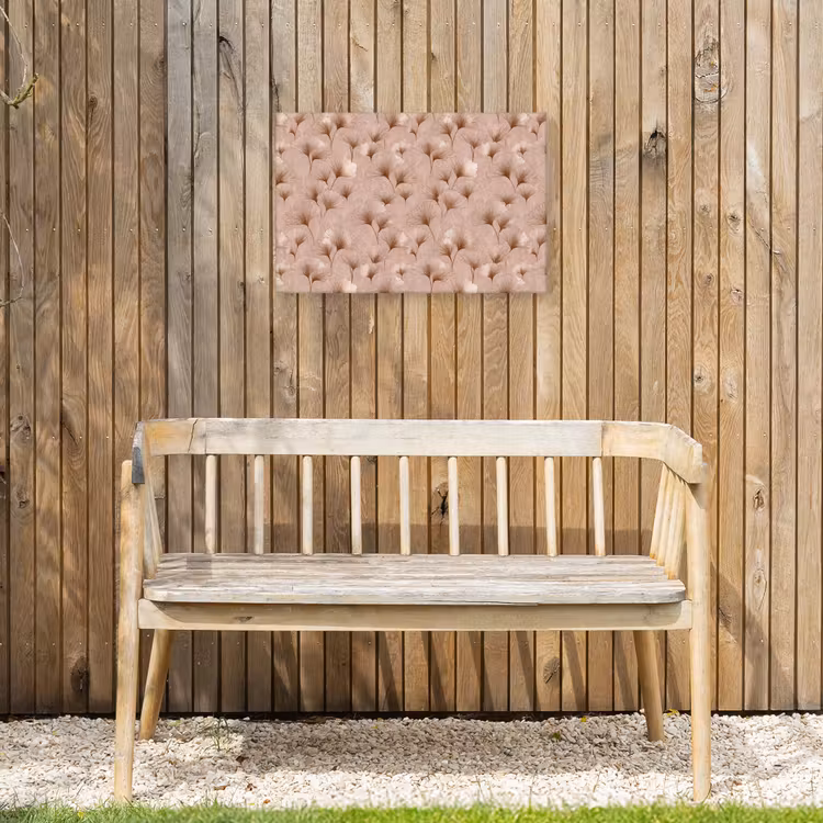 Ginkgo - Patroon - Roze Tuinposter op houten frame 2 cm dik klein 845 -sfeer4