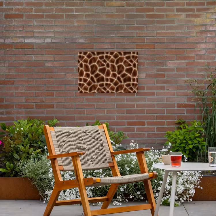 Giraf - Bruin - Vacht Tuinposter op houten frame 2 cm dik klein 845 -sfeer3