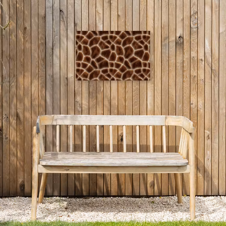 Giraf - Bruin - Vacht Tuinposter op houten frame 2 cm dik klein 845 -sfeer4