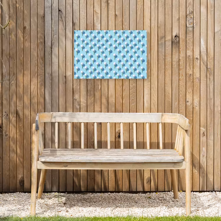 Golf - Ballen - Blauw Tuinposter op houten frame 2 cm dik klein 845 -sfeer4