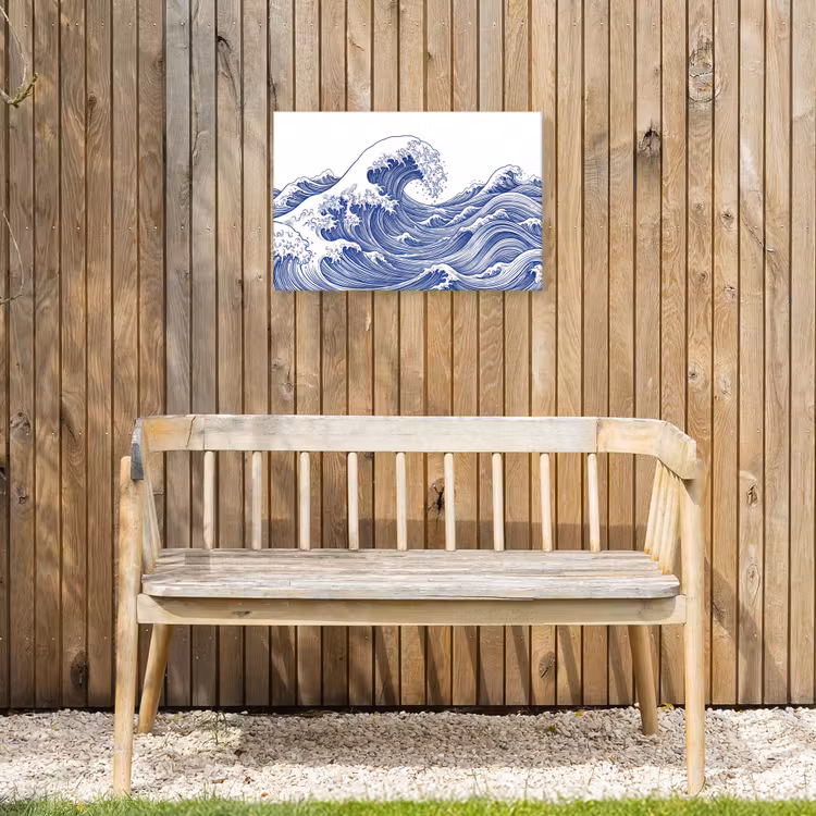 Golf - Japans - Zee - Illustratie - Blauw Tuinposter op houten frame 2 cm dik klein -sfeer4