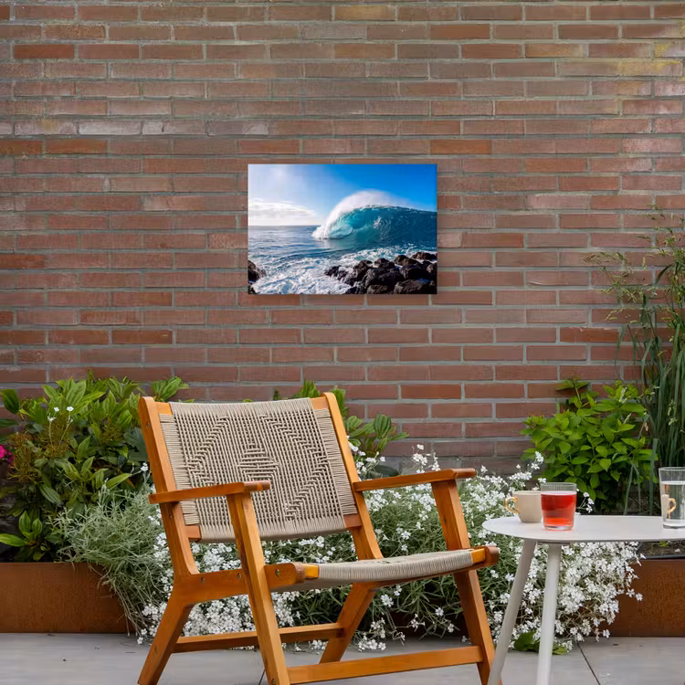 Golf - Oceaan - Brekend - Water - Blauw Tuinposter op houten frame 2 cm dik klein -sfeer3