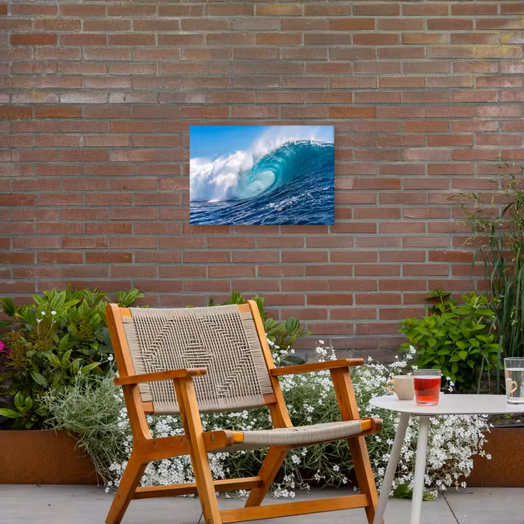 Golf - Oceaan - Water - Dynamisch - Blauw Tuinposter op houten frame 2 cm dik klein -sfeer3