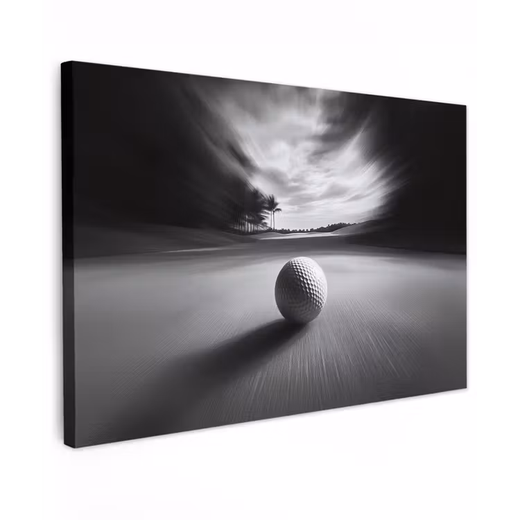 Golfbal - Wazig - Zwart Tuinposter op houten frame 2 cm dik klein -3d