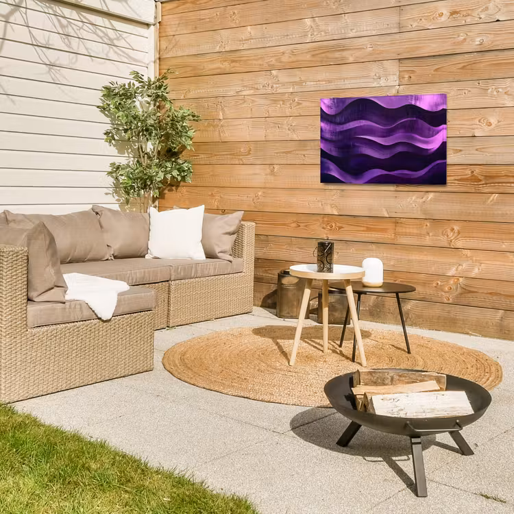 Golven - Abstract - Paars Tuinposter op houten frame 2 cm dik klein -sfeer2