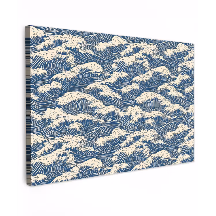 Golven - Klassiek - Blauw Tuinposter op houten frame 2 cm dik klein 845 -3d