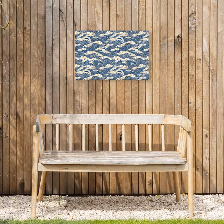 Golven - Klassiek - Blauw Tuinposter op houten frame 2 cm dik klein 845 -sfeer4