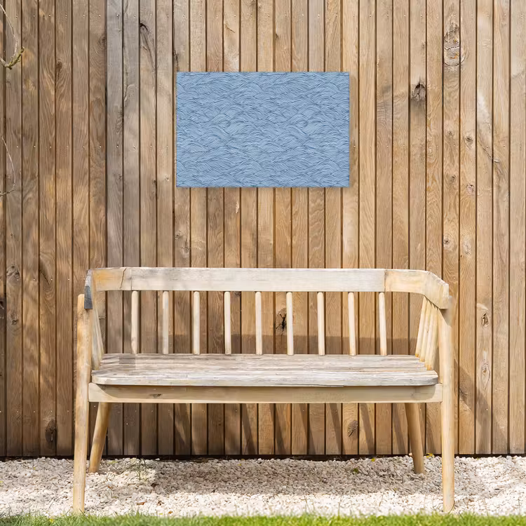 Golven - Ritmisch - Blauw Tuinposter op houten frame 2 cm dik klein 845 -sfeer4