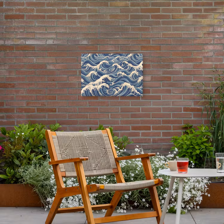 Golven - Zee - Natuur - Abstract - Blauw Tuinposter op houten frame 2 cm dik klein -sfeer3