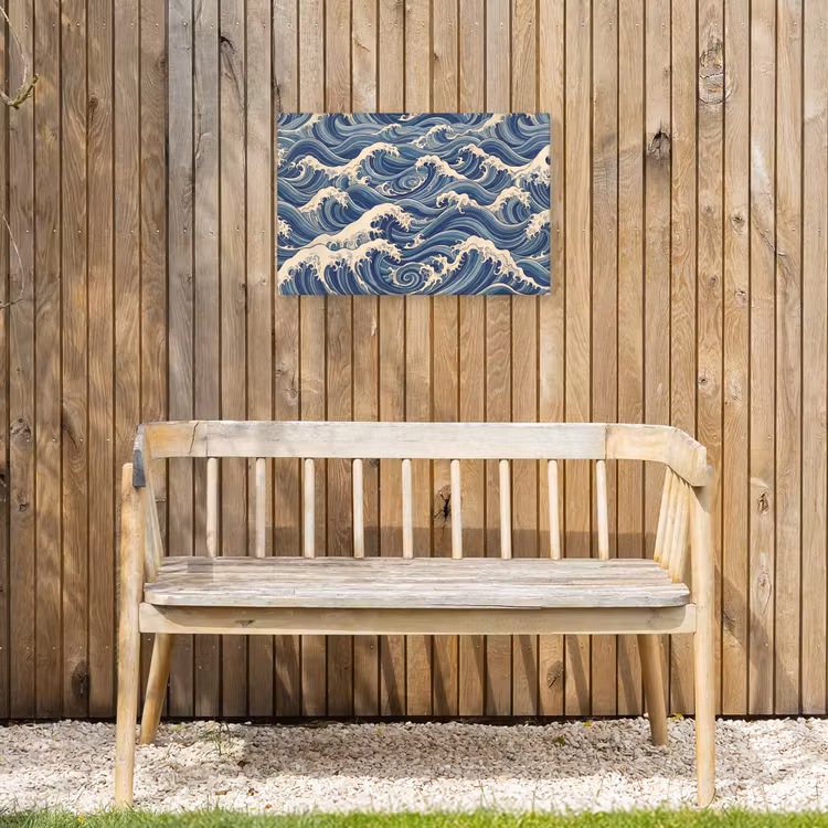 Golven - Zee - Natuur - Abstract - Blauw Tuinposter op houten frame 2 cm dik klein -sfeer4