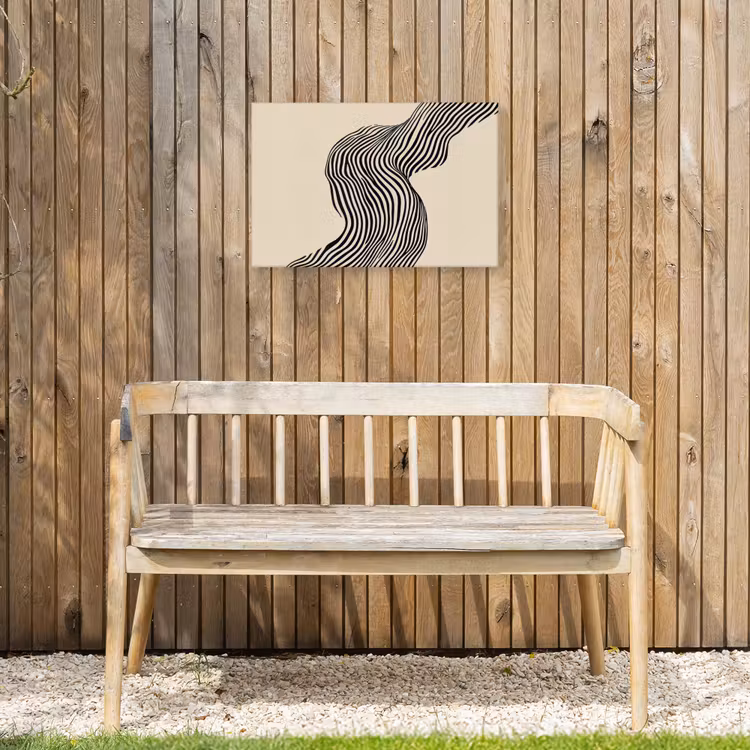 Golvend - Lijnen - Abstract - Silhouet Tuinposter op houten frame 2 cm dik klein -sfeer4