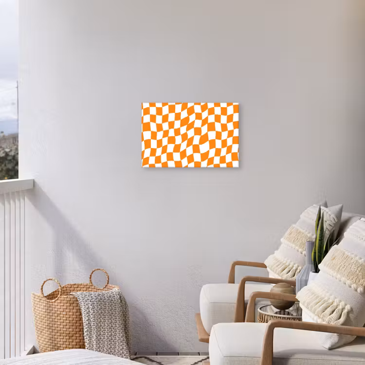 Golvend - Patroon - Oranje Tuinposter op houten frame 2 cm dik klein 845 -sfeer1