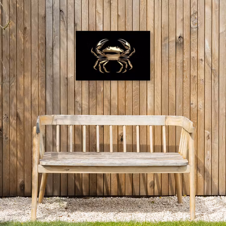 Goud - Krab - Dieren - Zwart Tuinposter op houten frame 2 cm dik klein -sfeer4