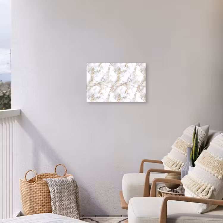Gouden aders - Marmer - Wit Tuinposter op houten frame 2 cm dik klein 845 -sfeer1