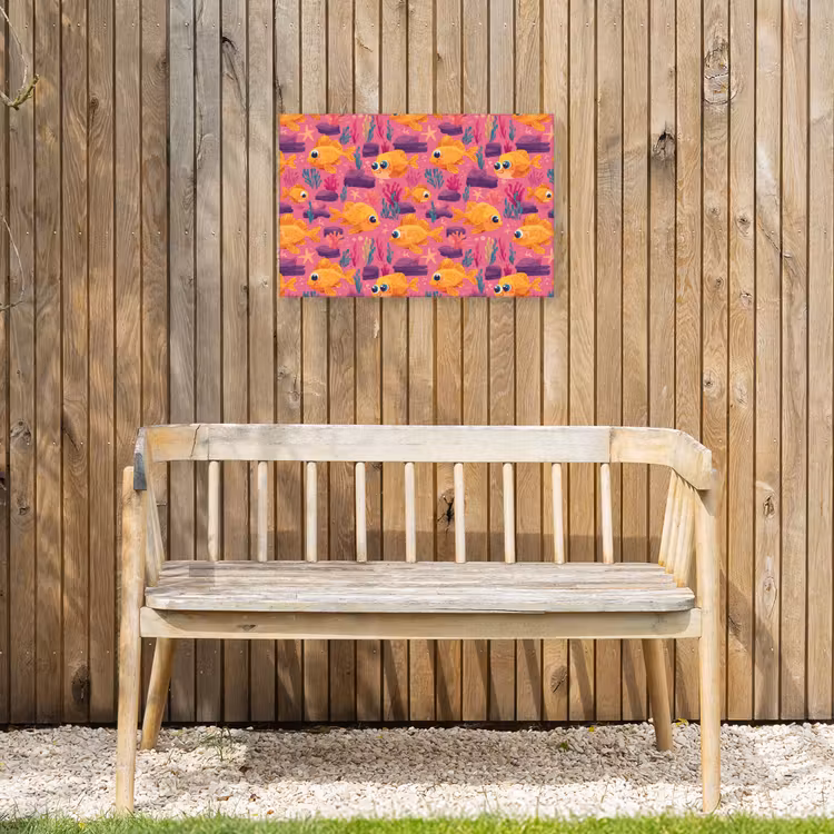Goudvissen - Koraal - Kleurrijk Tuinposter op houten frame 2 cm dik klein 845 -sfeer4